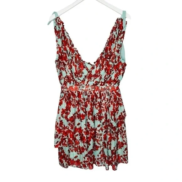La Maison Talulah Superbloom Mini Dress Red Blue Size L - Picture 7 of 16